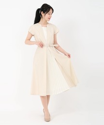 ジュエルストレッチ_センタープリーツ半袖ワンピース