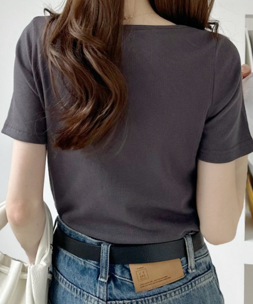 Ada.（エイダ）の「フロントロゴ刺繍 Ｕネック 半袖 Tシャツ（Tシャツ/カットソー・レディース・チャコール/ブラック/グレー/オフホワイト・FREE）」の20枚目の写真