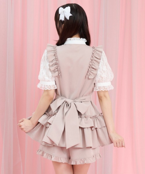 Secret Honey（シークレットハニー）の「裾ティアードセットアップ（セットアップ・レディース・ブラック系その他/ブラック/ピンク・MEDIUM）」の6枚目の写真