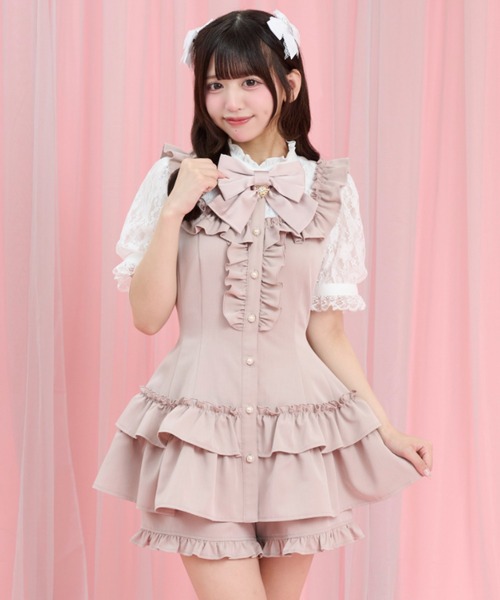 Secret Honey（シークレットハニー）の「裾ティアードセットアップ（セットアップ・レディース・ブラック系その他/ブラック/ピンク・MEDIUM）」の5枚目の写真