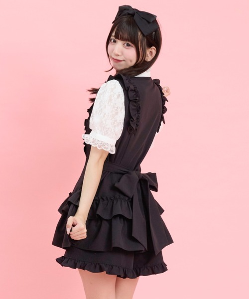 Secret Honey（シークレットハニー）の「裾ティアードセットアップ（セットアップ・レディース・ブラック系その他/ブラック/ピンク・MEDIUM）」の8枚目の写真