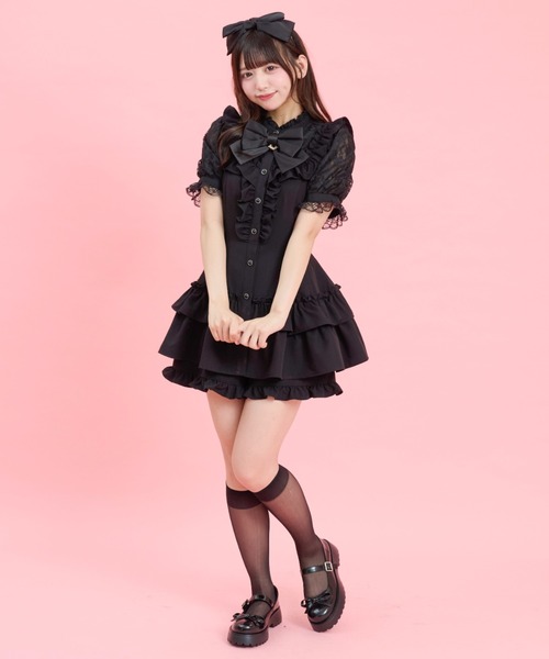 Secret Honey（シークレットハニー）の「裾ティアードセットアップ（セットアップ・レディース・ブラック系その他/ブラック/ピンク・MEDIUM）」の10枚目の写真