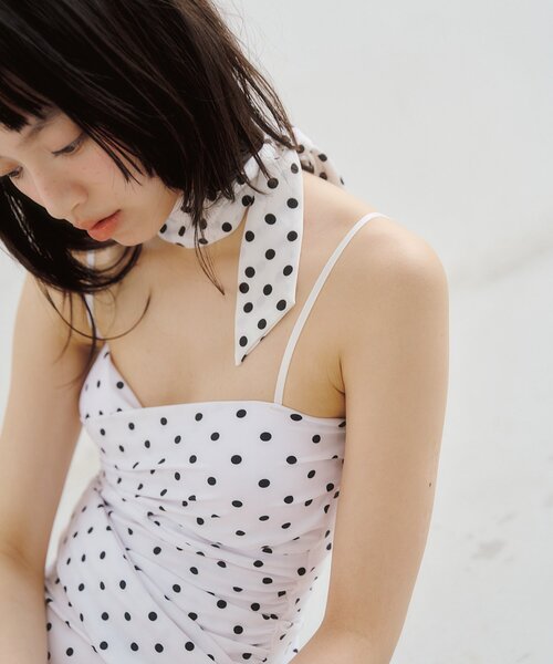WEB限定》クロスギャザーミニワンピスイムウェア（水着）｜mystic