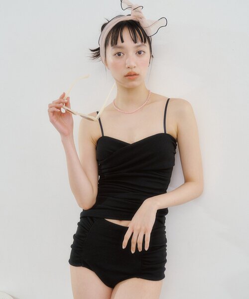 WEB限定》クロスギャザーミニワンピスイムウェア（水着）｜mystic