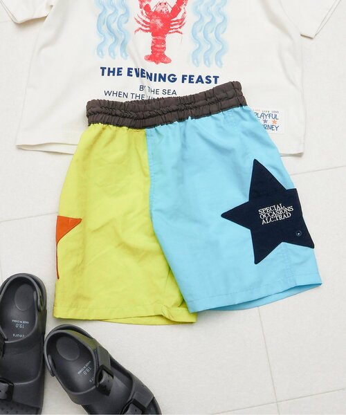 apres les cours(アプレレクール)の「バラエティ水陸両用ハーフパンツ(その他パンツ・キッズ・チェック/ストライプ/サックスブルー/ブラック・80/130/120/110/100/90)」の1枚目の写真