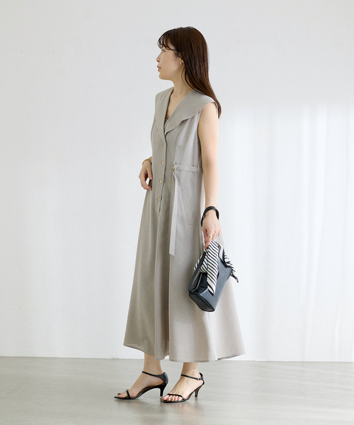 La TOTALITE(ラトータリテ)の「【洗える】セーラーカラーワンピース(ワンピース・レディース・ネイビー/ベージュ・38/36)」の3枚目の写真