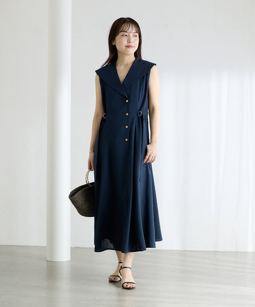 La TOTALITE(ラトータリテ)の「【洗える】セーラーカラーワンピース(ワンピース・レディース・ネイビー/ベージュ・38/36)」の9枚目の写真