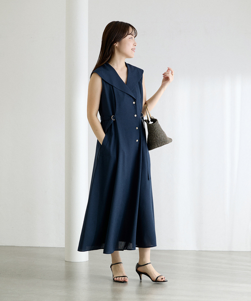 La TOTALITE(ラトータリテ)の「【洗える】セーラーカラーワンピース(ワンピース・レディース・ネイビー/ベージュ・38/36)」の10枚目の写真