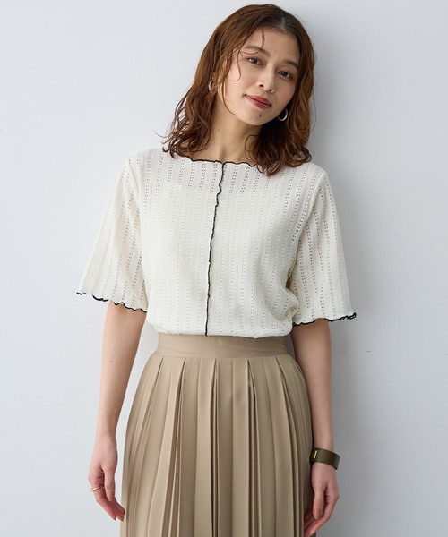 anyfee（エニフィー）の「【anyfee/大きいサイズ】前後2WAYボートネックメローTシャツ（2026SS）（Tシャツ/カットソー・レディース・アイボリー/ブラック・LL1/3L1/4L1/5L1）」の3枚目の写真