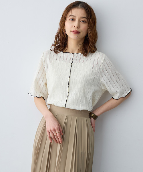 anyfee（エニフィー）の「【anyfee/大きいサイズ】前後2WAYボートネックメローTシャツ（2026SS）（Tシャツ/カットソー・レディース・アイボリー/ブラック・LL1/3L1/4L1/5L1）」の5枚目の写真