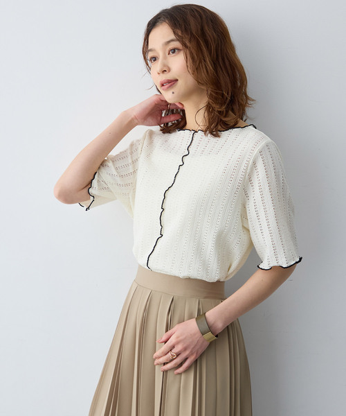 anyfee（エニフィー）の「【anyfee/大きいサイズ】前後2WAYボートネックメローTシャツ（2026SS）（Tシャツ/カットソー・レディース・アイボリー/ブラック・LL1/3L1/4L1/5L1）」の6枚目の写真