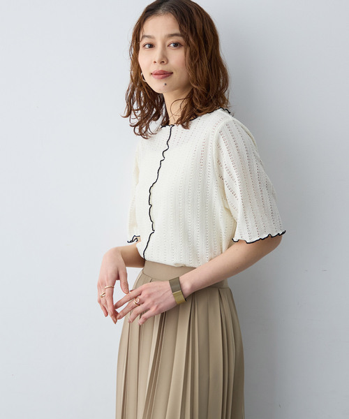anyfee（エニフィー）の「【anyfee/大きいサイズ】前後2WAYボートネックメローTシャツ（2026SS）（Tシャツ/カットソー・レディース・アイボリー/ブラック・LL1/3L1/4L1/5L1）」の7枚目の写真