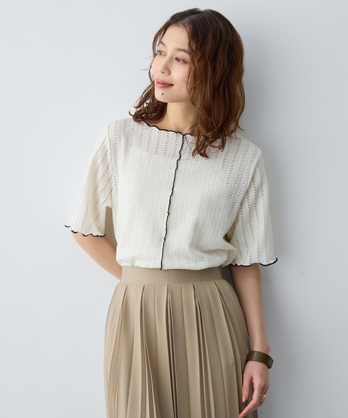 anyfee（エニフィー）の「【anyfee/大きいサイズ】前後2WAYボートネックメローTシャツ（2026SS）（Tシャツ/カットソー・レディース・アイボリー/ブラック・LL1/3L1/4L1/5L1）」の9枚目の写真