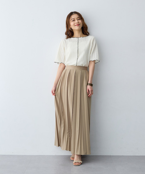 anyfee（エニフィー）の「【anyfee/大きいサイズ】前後2WAYボートネックメローTシャツ（2026SS）（Tシャツ/カットソー・レディース・アイボリー/ブラック・LL1/3L1/4L1/5L1）」の10枚目の写真