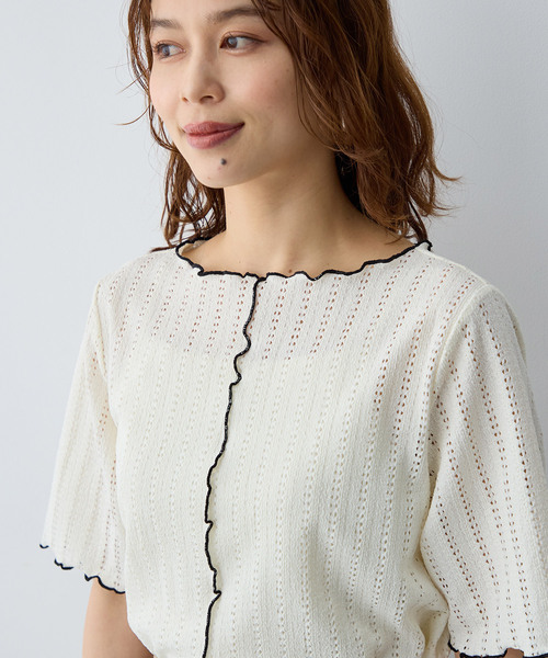 anyfee（エニフィー）の「【anyfee/大きいサイズ】前後2WAYボートネックメローTシャツ（2026SS）（Tシャツ/カットソー・レディース・アイボリー/ブラック・LL1/3L1/4L1/5L1）」の17枚目の写真
