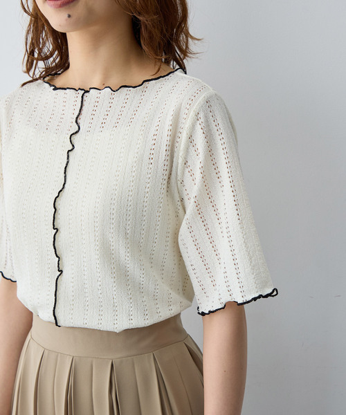 anyfee（エニフィー）の「【anyfee/大きいサイズ】前後2WAYボートネックメローTシャツ（2026SS）（Tシャツ/カットソー・レディース・アイボリー/ブラック・LL1/3L1/4L1/5L1）」の19枚目の写真