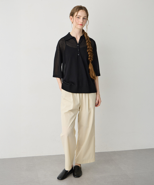 LE SOUK HOLIDAY(ルスークホリデー)の「ストレッチストレートタックパンツ【接触冷感・ウエストゴム】(その他パンツ・レディース・ネイビー/ベージュ/オフホワイト・M/L)」の17枚目の写真