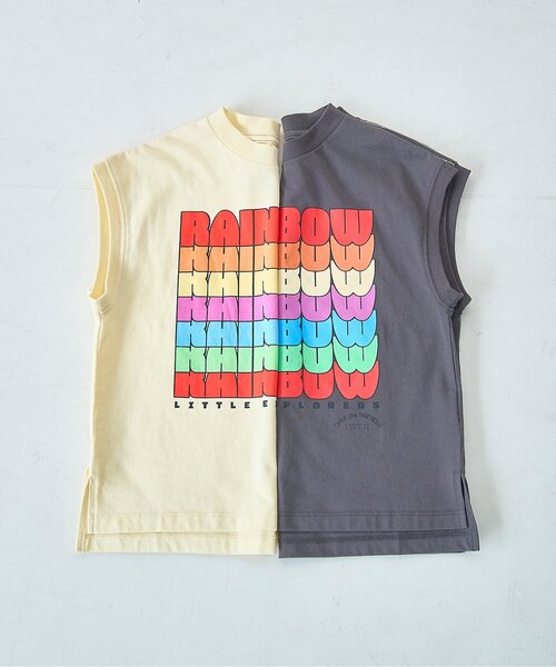 p.premier（ピードットプルミエ）の「オーバーザレインボータンク半袖Tシャツ リンク（Tシャツ/カットソー・キッズ・オフホワイト/チャコール・80/90/100/110/120/130/140）」の9枚目の写真