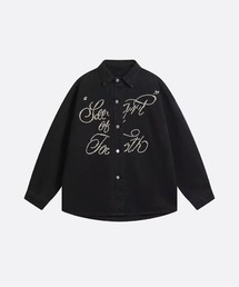 Pearl Letter Denim Shirt
