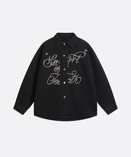 U:UME(ユーム)の「Pearl Letter Denim Shirt(シャツ/ブラウス・メンズ・ブラック/ブルー・XX-LARGE/X-LARGE/LARGE/MEDIUM)」の2枚目の写真