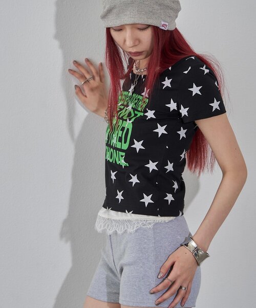 WHO'S WHO gallery(フーズフーギャラリー)の「【WEB限定】メッセージスタードットS/S TEE(Tシャツ/カットソー・レディース・オフホワイト/ブラック・FREE)」の10枚目の写真