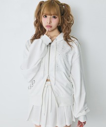 ANAP（アナップ）の「eggモデル あいさコラボ ラインストーン ＆ ピアス フーディ（パーカー）」