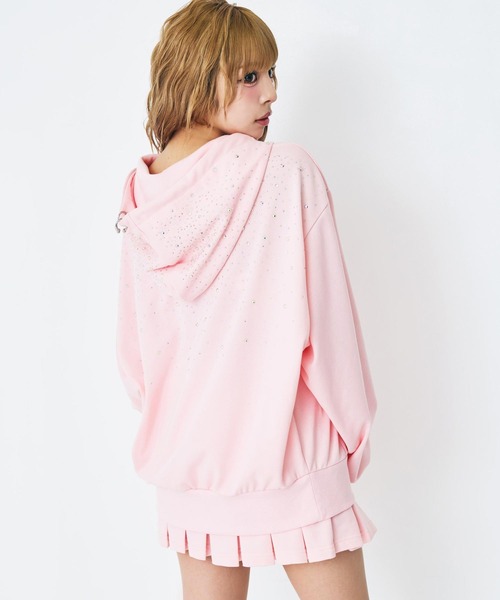 ANAP(アナップ)の「eggモデル あいさコラボ ラインストーン & ピアス フーディ(パーカー・レディース・グレー/ホワイト/ピンク・S/M)」の20枚目の写真