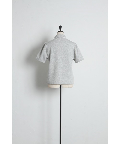 tocco closet（トッコ　クローゼット）の「【ZOZO限定】配色プチレース装飾ポロシャツ（Tシャツ/カットソー・レディース・杢グレー/アイボリー・M）」の21枚目の写真