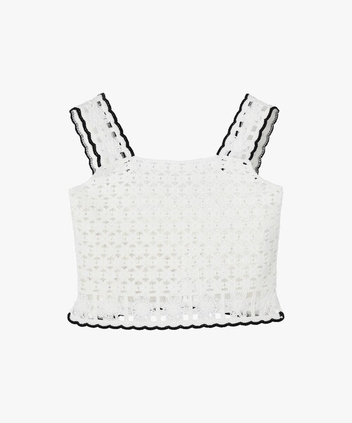 To b. by agnes b.（トゥービーバイアニエスベー）の「レース 刺繍 コットン ビスチェ（ベスト・レディース・ホワイト・FREE）」の2枚目の写真