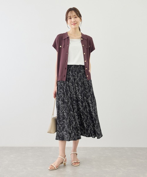 ROPE' PICNIC（ロペピクニック）の「着丈が選べるさらさらアソート柄スカーチョ/UVカット（その他パンツ・レディース・サックスブルー/ホワイト系その他5/ブラック/チャコールグレー・M/TM）」の6枚目の写真
