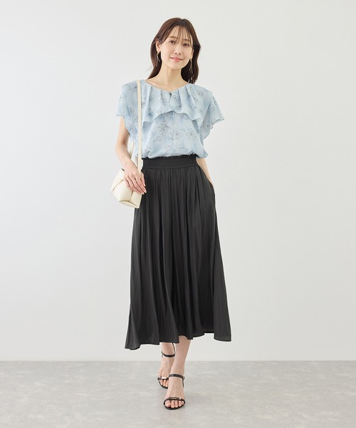 ROPE' PICNIC（ロペピクニック）の「着丈が選べるさらさらアソート柄スカーチョ/UVカット（その他パンツ・レディース・サックスブルー/ホワイト系その他5/ブラック/チャコールグレー・M/TM）」の15枚目の写真