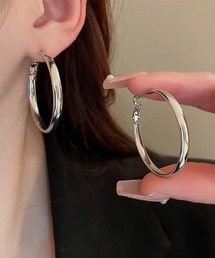シルバー40mmフープペアピアス/レディース(T3)