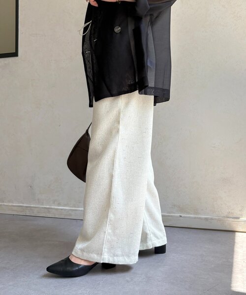 Thevon(ゼボン)の「サマーツイードウエストドロストパンツ(その他パンツ・レディース・アイボリー/ブラック/ライトベージュ・FREE)」の5枚目の写真