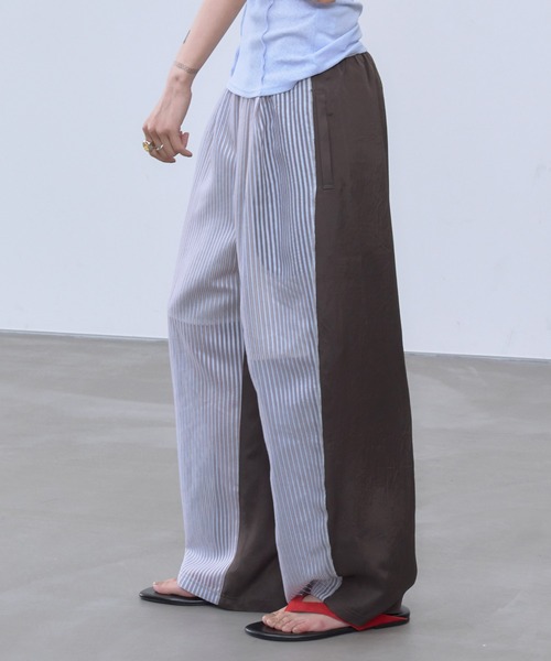 THINGS THAT MATTER(シングス ザット マター)の「SHEER STRIPE EASY PANTS / シアー ストライプ イージー パンツ(その他パンツ・レディース・ブラック/サックスブルー/イエロー・FREE)」の3枚目の写真