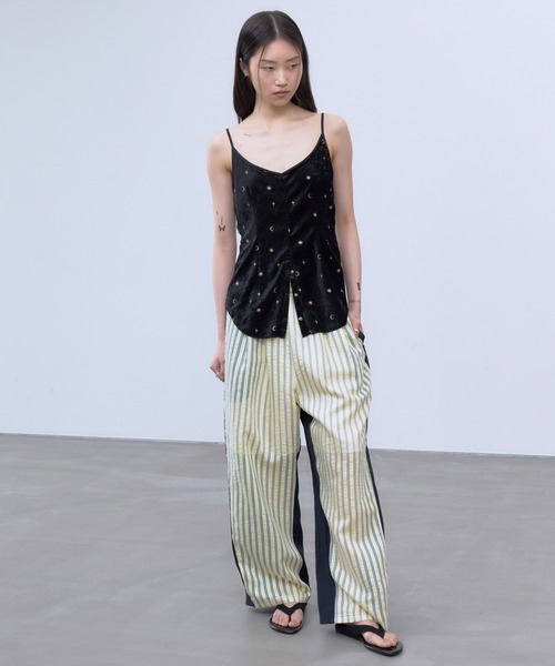 THINGS THAT MATTER(シングス ザット マター)の「SHEER STRIPE EASY PANTS / シアー ストライプ イージー パンツ(その他パンツ・レディース・ブラック/サックスブルー/イエロー・FREE)」の9枚目の写真