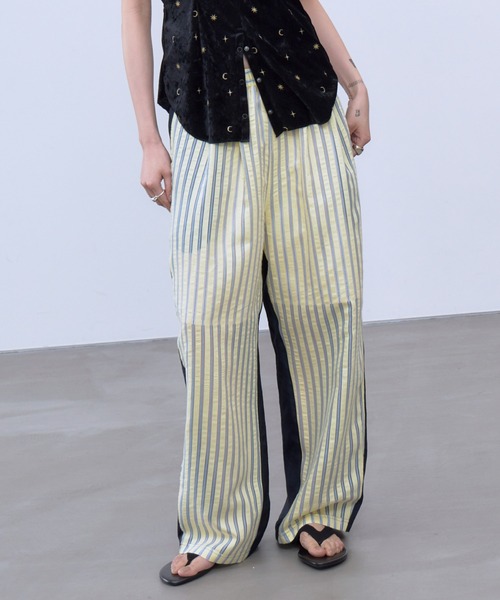 THINGS THAT MATTER(シングス ザット マター)の「SHEER STRIPE EASY PANTS / シアー ストライプ イージー パンツ(その他パンツ・レディース・ブラック/サックスブルー/イエロー・FREE)」の11枚目の写真