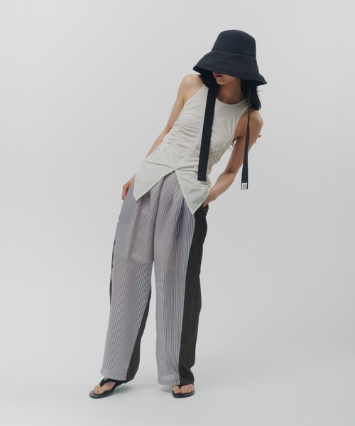 THINGS THAT MATTER(シングス ザット マター)の「SHEER STRIPE EASY PANTS / シアー ストライプ イージー パンツ(その他パンツ・レディース・ブラック/サックスブルー/イエロー・FREE)」の22枚目の写真