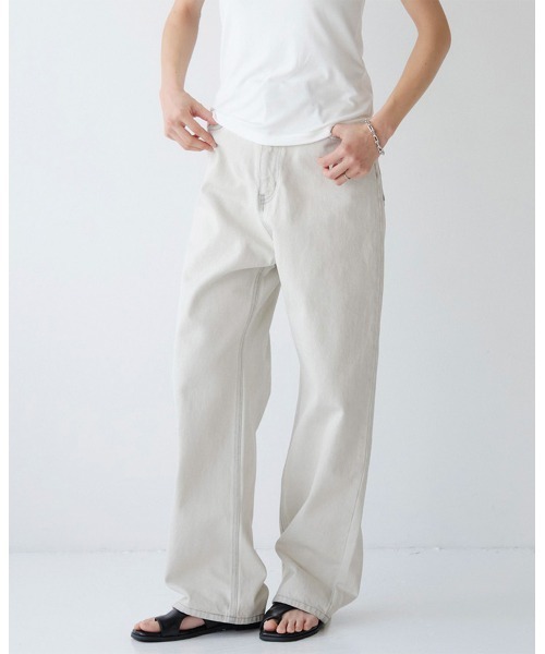 Nunc.(ヌンク)の「ストレートデニムパンツ(デニムパンツ・レディース・サックスブルー/ライトブルー/オフホワイト/ブラック・38/36/40)」の15枚目の写真