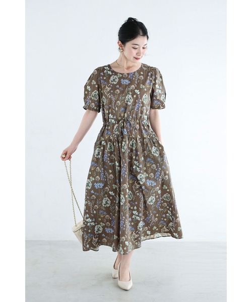 cawaii(カワイイ)の「ありのまま美しい花のデッサン画ミディアムワンピース(ワンピース・レディース・ブラウン・FREE)」の7枚目の写真