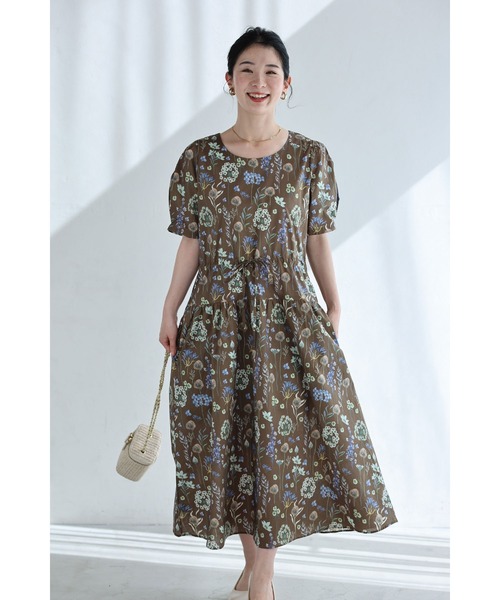 cawaii(カワイイ)の「ありのまま美しい花のデッサン画ミディアムワンピース(ワンピース・レディース・ブラウン・FREE)」の14枚目の写真