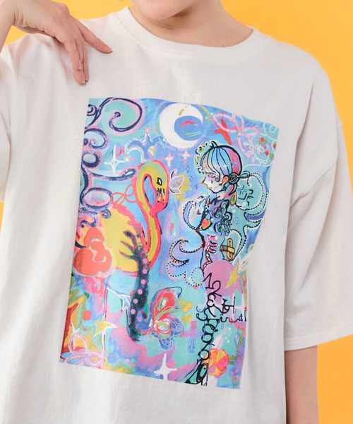 ScoLar（スカラー）の「162676：【イラスト募集】オアシスの夢柄Tシャツ（Tシャツ/カットソー・レディース・オフホワイト/チャコールグレー・M）」の7枚目の写真