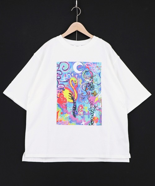 ScoLar（スカラー）の「162676：【イラスト募集】オアシスの夢柄Tシャツ（Tシャツ/カットソー・レディース・オフホワイト/チャコールグレー・M）」の9枚目の写真