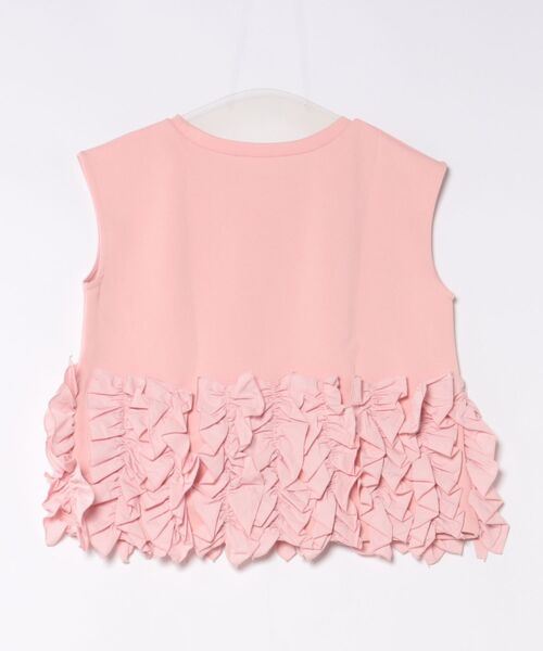 M y u(ミュー)の「裾FLOWERチュールTee (フレンチ袖)(Tシャツ/カットソー・レディース・ブラック/ホワイト/ピンク・ML)」の4枚目の写真