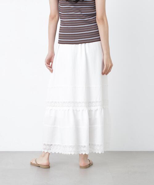 N.（N. Natural Beauty Basic）（エヌエヌナチュラルビューティーベーシック）の「切替レーススカート（スカート・レディース・ブラウン/オフホワイト・ﾌﾘ-）」の5枚目の写真