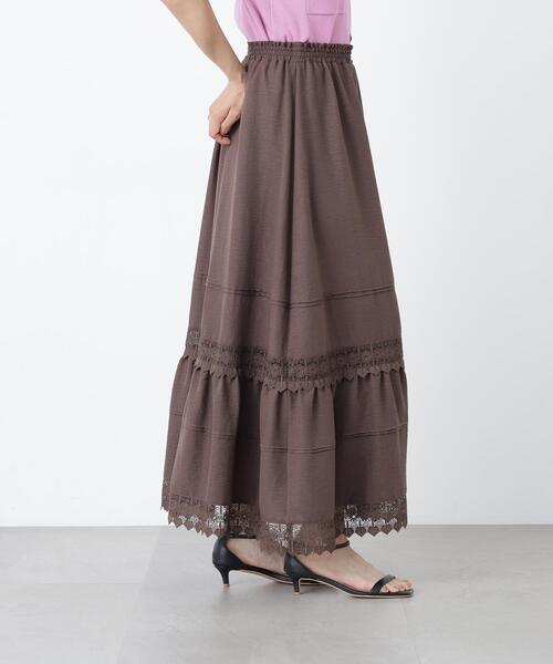 N.（N. Natural Beauty Basic）（エヌエヌナチュラルビューティーベーシック）の「切替レーススカート（スカート・レディース・ブラウン/オフホワイト・ﾌﾘ-）」の12枚目の写真