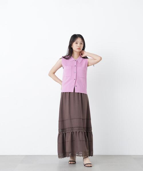 N.（N. Natural Beauty Basic）（エヌエヌナチュラルビューティーベーシック）の「切替レーススカート（スカート・レディース・ブラウン/オフホワイト・ﾌﾘ-）」の16枚目の写真