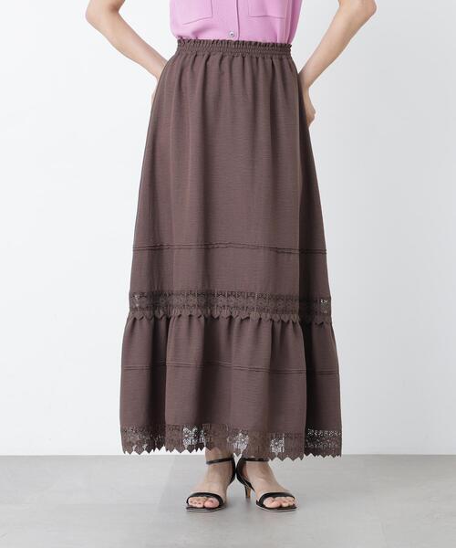 N.（N. Natural Beauty Basic）（エヌエヌナチュラルビューティーベーシック）の「切替レーススカート（スカート・レディース・ブラウン/オフホワイト・ﾌﾘ-）」の17枚目の写真