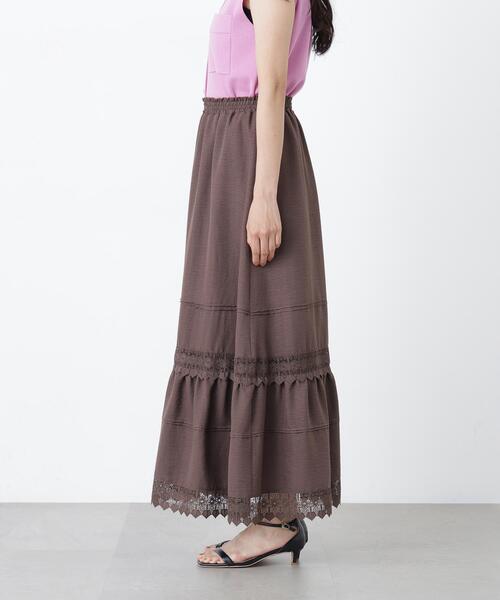 N.（N. Natural Beauty Basic）（エヌエヌナチュラルビューティーベーシック）の「切替レーススカート（スカート・レディース・ブラウン/オフホワイト・ﾌﾘ-）」の18枚目の写真
