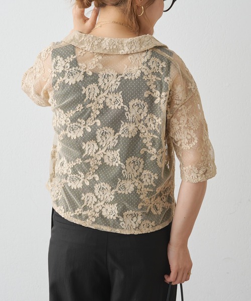 PUAL CE CIN(ピュアルセシン)の「ドットチュールコード刺繍ブラウス(シャツ/ブラウス・レディース・ベージュ/ブラック・FREE)」の5枚目の写真