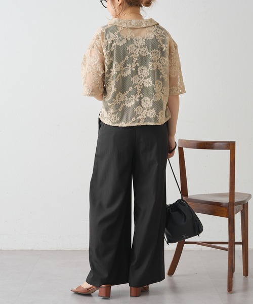 PUAL CE CIN(ピュアルセシン)の「ドットチュールコード刺繍ブラウス(シャツ/ブラウス・レディース・ベージュ/ブラック・FREE)」の8枚目の写真